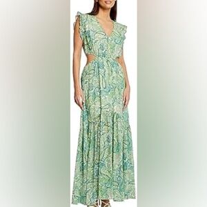 Morgan de Toi Green Boho Ruffle Maxi Dress Size 34/2